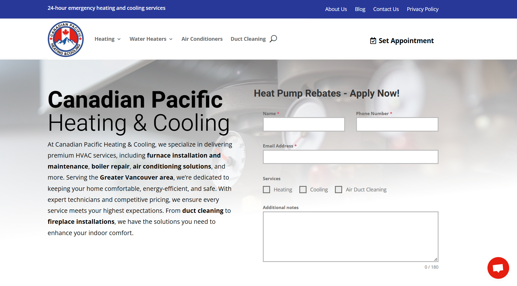 HVAC Web Design showcased 