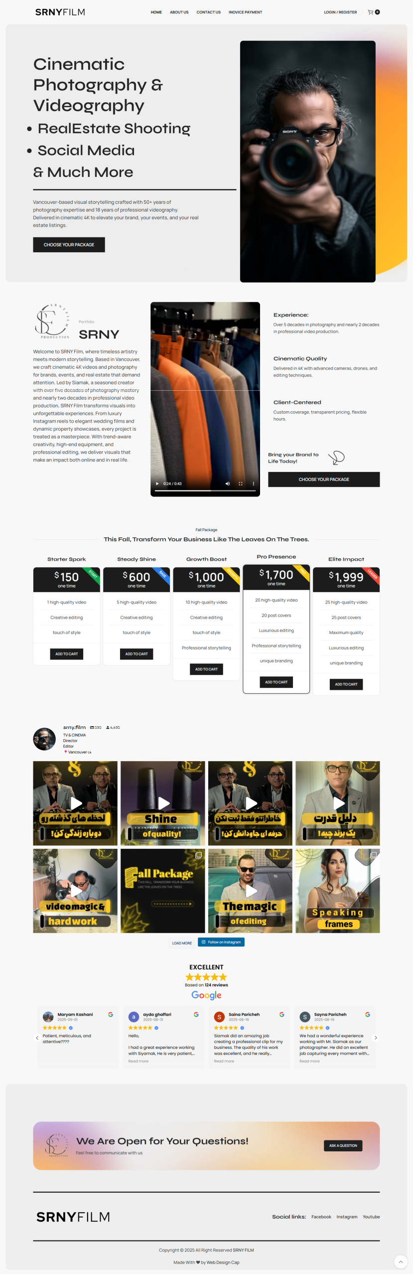 srny film web design portfolio